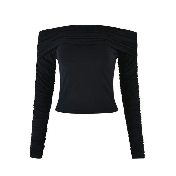 I AM GIA Black Quartz Top 2.0 Off the Shoulder Long Sleeve Bamboo Large Revolve - Picture 2 of 7